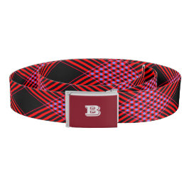 Gingham Check Red and Black Canvas Bälte