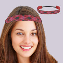 Gingham Check Red and Black Non-Slip Headband