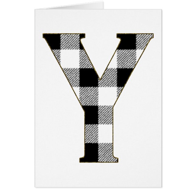 Gingham Check Y Hälsningskort (Framsidan)