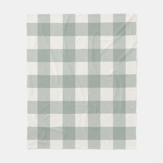 Gingham checkar plaid Light Sage grönt Fleecefilt (Framsidan)