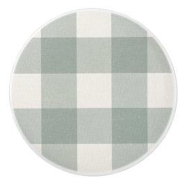 Gingham checkar plaid Light Sage grönt Knopp