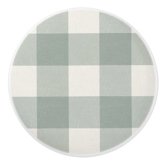 Gingham checkar plaid Light Sage grönt Knopp