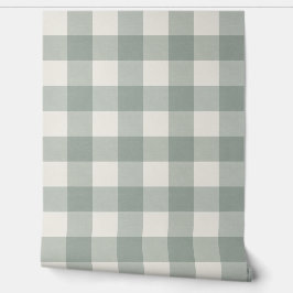 Gingham checkar plaid light sage grönt stor