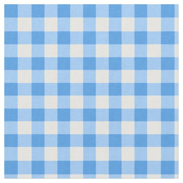 Gingham Checked Mönster| Blå och vit Tyg (Närbild)