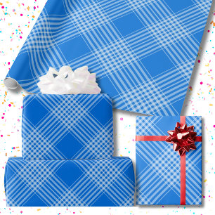 Gingham Checkered Blue and White Wrapping Papper Presentpapper