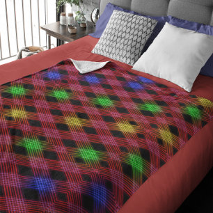 Gingham Checkered Multicolor Fleece Blanket