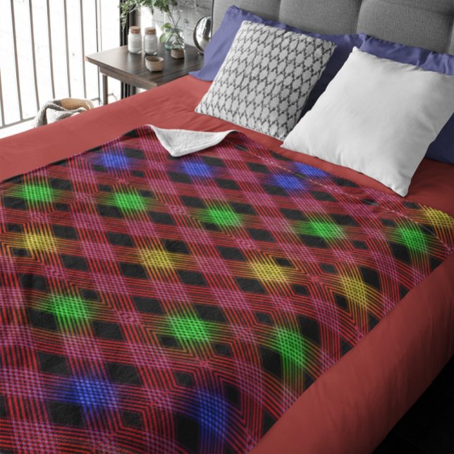 Gingham Checkered Multicolor Fleece Blanket (Gingham Checkered Multicolored Fleece Blanket)