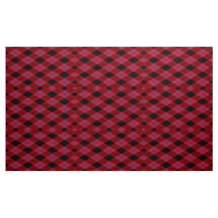 Gingham Checkered Red and Black Mönster Fabric Tyg