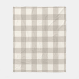 Gingham checkplaid neutralt beige fleecefilt