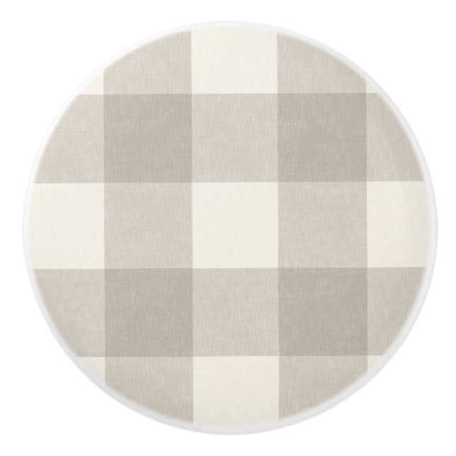 Gingham checkplaid neutralt beige knopp (Framsidan)