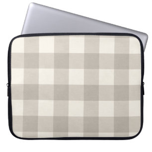 Gingham checkplaid neutralt beige laptop fodral