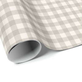 Gingham checkplaid neutralt beige presentpapper