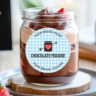 Gingham Checks Blue Mönster Burk etikett för föret