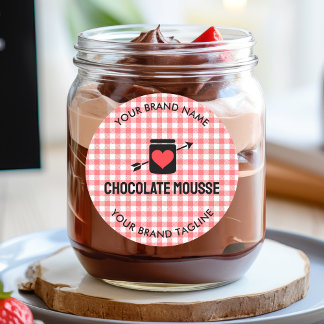 Gingham Checks Rosa Mönster Burk-etikett för föret Runt Klistermärke