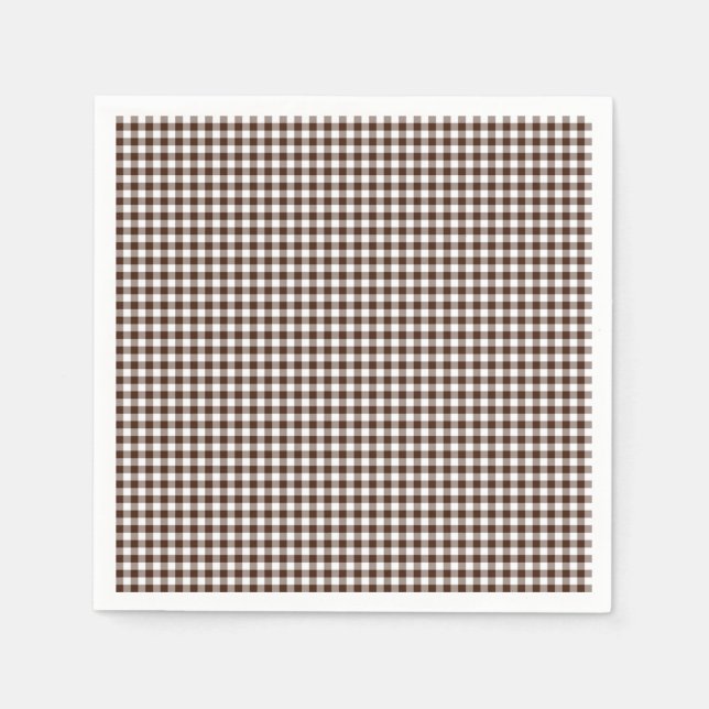 Gingham-Chocolate Brown-Pappra blöjor Pappersservett (Framsidan)