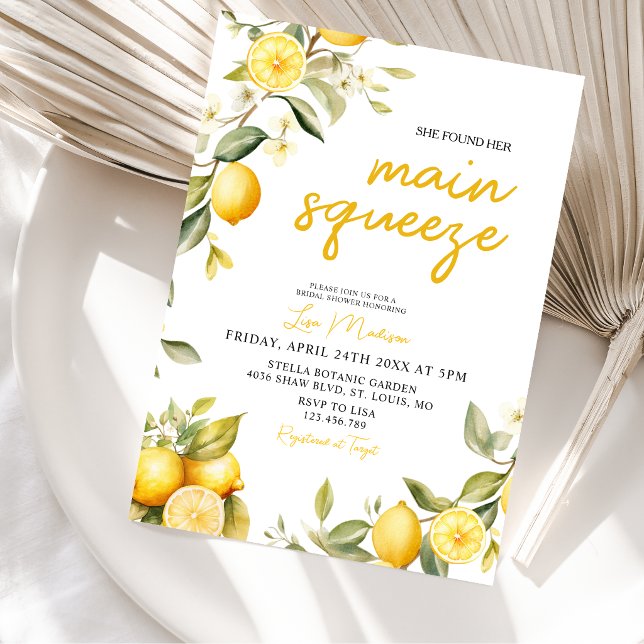 Gingham Citron älskling Bröllopsdusch Inbjudningar (Skapare uppladdad)