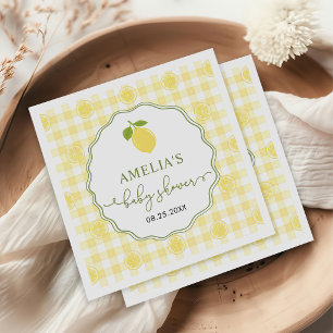 Gingham Citron Citrus Tematisk Baby Shower Pappersservett
