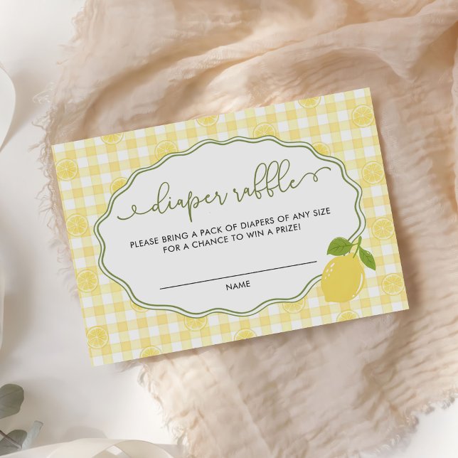 Gingham Citron Citrus Tematisk Blöja Lotteri Tilläggskort (Skapare uppladdad)