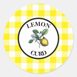 Gingham Citronkräm Runt Klistermärke