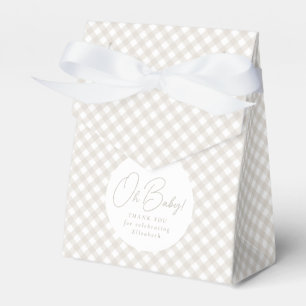 Gingham Classic, beige babydusch med neutralt Presentaskar