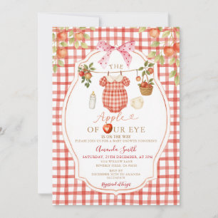 Gingham Clothesline Apple från vår Öga Baby Shower Inbjudningar