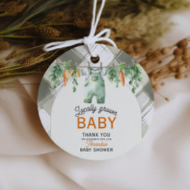 Gingham Clothesline Locally Grown Baby Shower Gåvor Etiketter