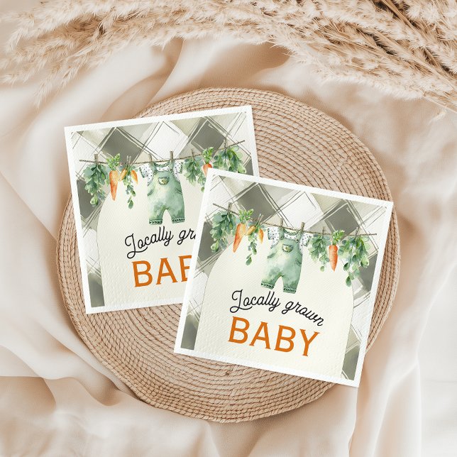 Gingham Clothesline Locally Grown Baby Shower Pappersservett (Skapare uppladdad)