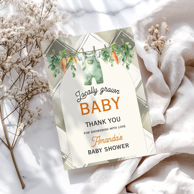 Gingham Clothesline Locally Grown Baby Shower Tack Kort (Skapare uppladdad)