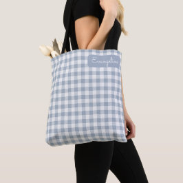 Gingham Coastal Randig Preppy Rutig Blå Vit Namn Tygkasse
