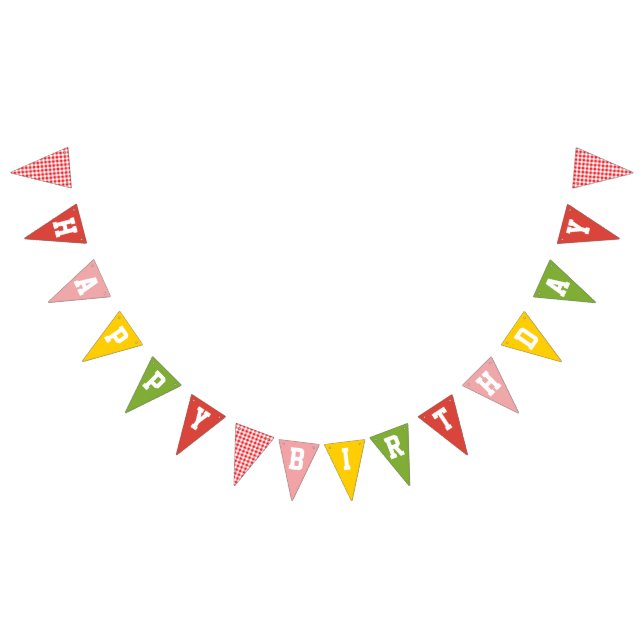 Gingham Colorful Farm Barn Grattis på födelsedagen Vimplar (Alla)