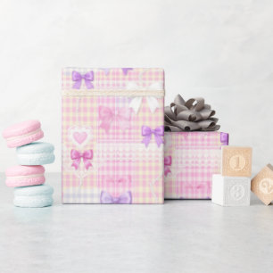 Gingham Coquette-smycken Baby Shower Flickor Födel Presentpapper