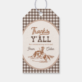 Gingham Cowboy Thank You Tag Presentetikett