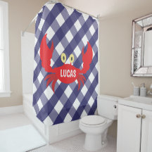 Gingham Crab Personlig Shower Curtain