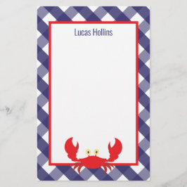 Gingham Crab Personlig Stationery