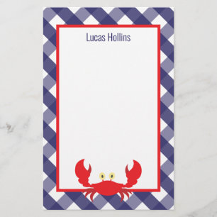 Gingham Crab Personlig Stationery
