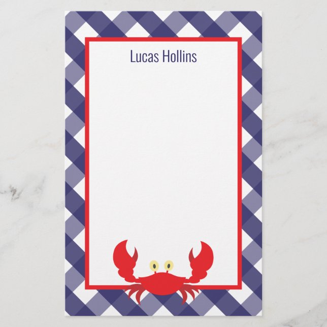 Gingham Crab Personlig Stationery (Framsida)