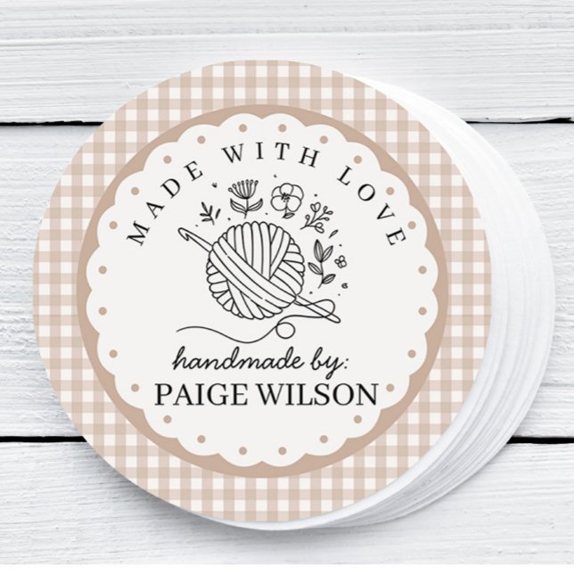 Gingham Crochet  Runt Klistermärke (Skapare uppladdad)