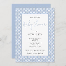Gingham Cute Pastel Blue Boy Baby Shower Inbjudningar
