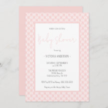 Gingham Cute Pastel Rosa Girl Baby Shower