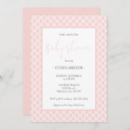 Gingham Cute Pastel Rosa Girl Baby Shower Inbjudningar
