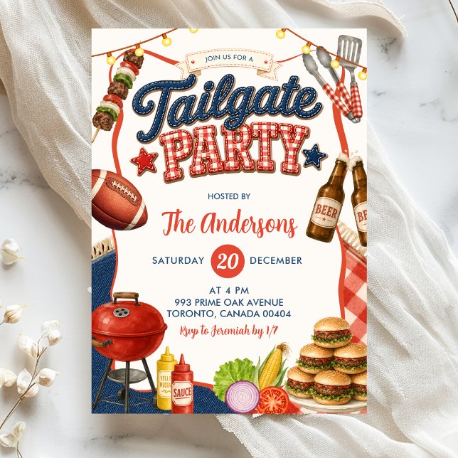 Gingham Denim Tailgate BBQ-fest Inbjudan  (Skapare uppladdad)