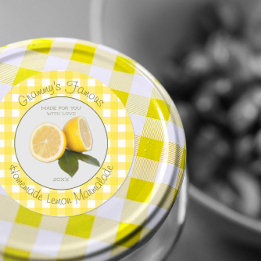 Gingham Din Berömd Anpassningsbar Lemon Marmalade Runt Klistermärke