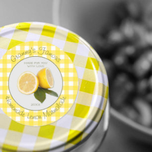 Gingham Din Berömd Anpassningsbar Lemon Marmalade Runt Klistermärke