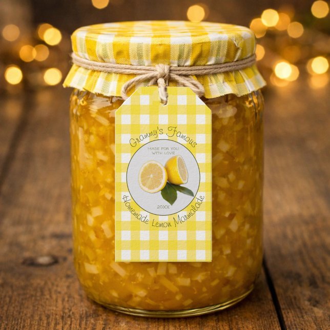 Gingham Din Berömda Anpassade Citronmarmaladgåva Presentetikett (Make your gifts special!)
