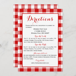 Gingham Directions Details Red White Check Bröllop Inbjudningar