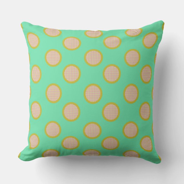 Gingham Dots, Grönt utomhus Pillow Kudde (Framsida)