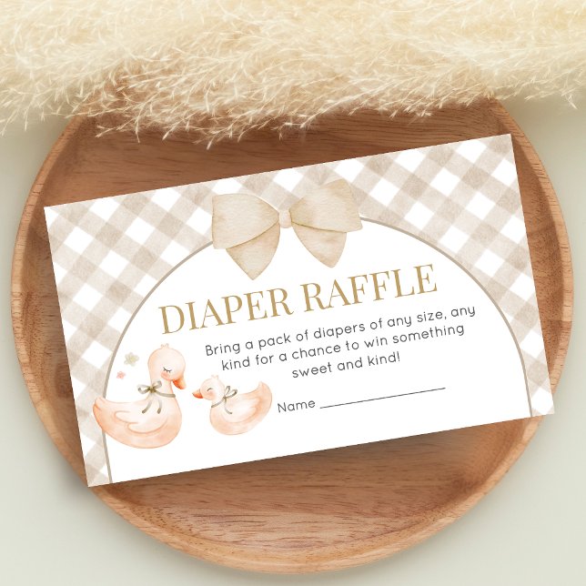 Gingham Dumdristig Gås Bebis Shower Blöja Lotteri Tilläggskort (Silly Goose Baby Shower Diaper Raffle)