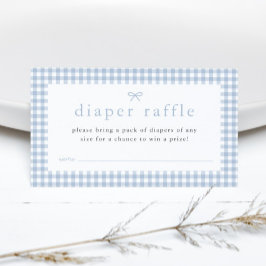 Gingham Dusty Blue Boys Baby Shower Diaper Raffle Tilläggskort