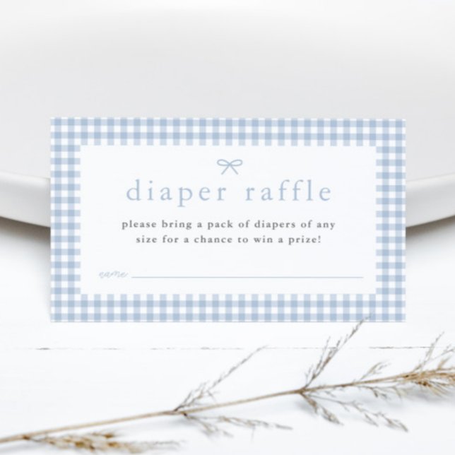 Gingham Dusty Blue Boys Baby Shower Diaper Raffle Tilläggskort (Dusty Blue Gingham Boys Baby Shower Diaper Raffle Enclosure Card.)