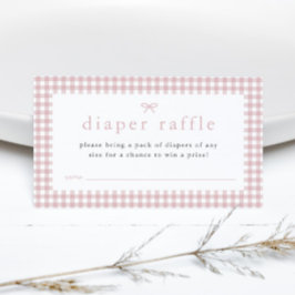 Gingham Dusty Rosa Girls Baby Shower Diaper Raffle Tilläggskort